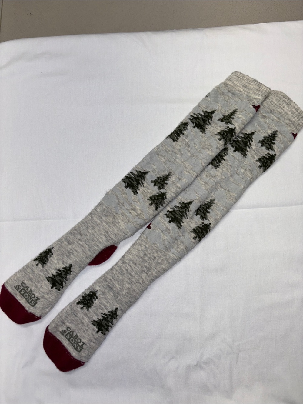 Cabot & Sons merino wool OTC pine tree socks 9-11 L